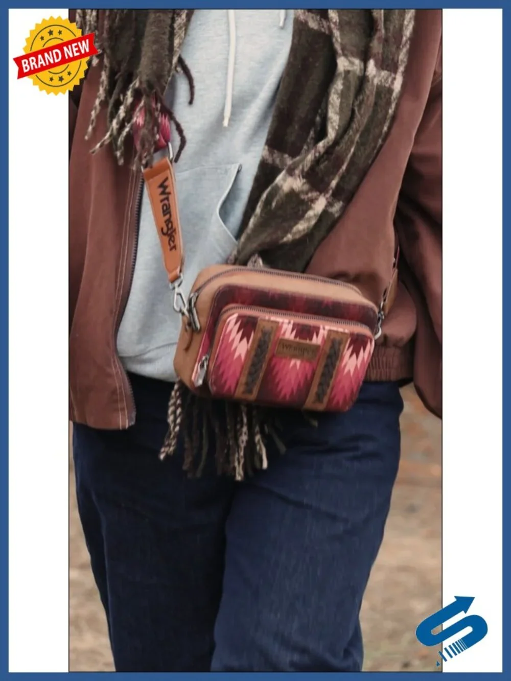Faux Leather Canvas Cotton Crossbody Bag with Multiple Pockets